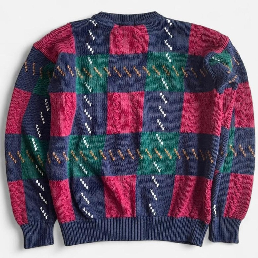 Vintage St. John’s Bay Chunky Color Block Knit Red Green Blue Crewneck Sweater - Picture 6 of 8